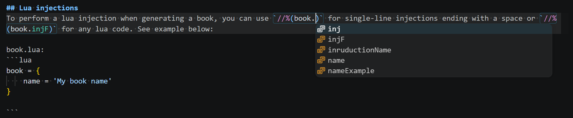 Example of Lua syntax injector usage